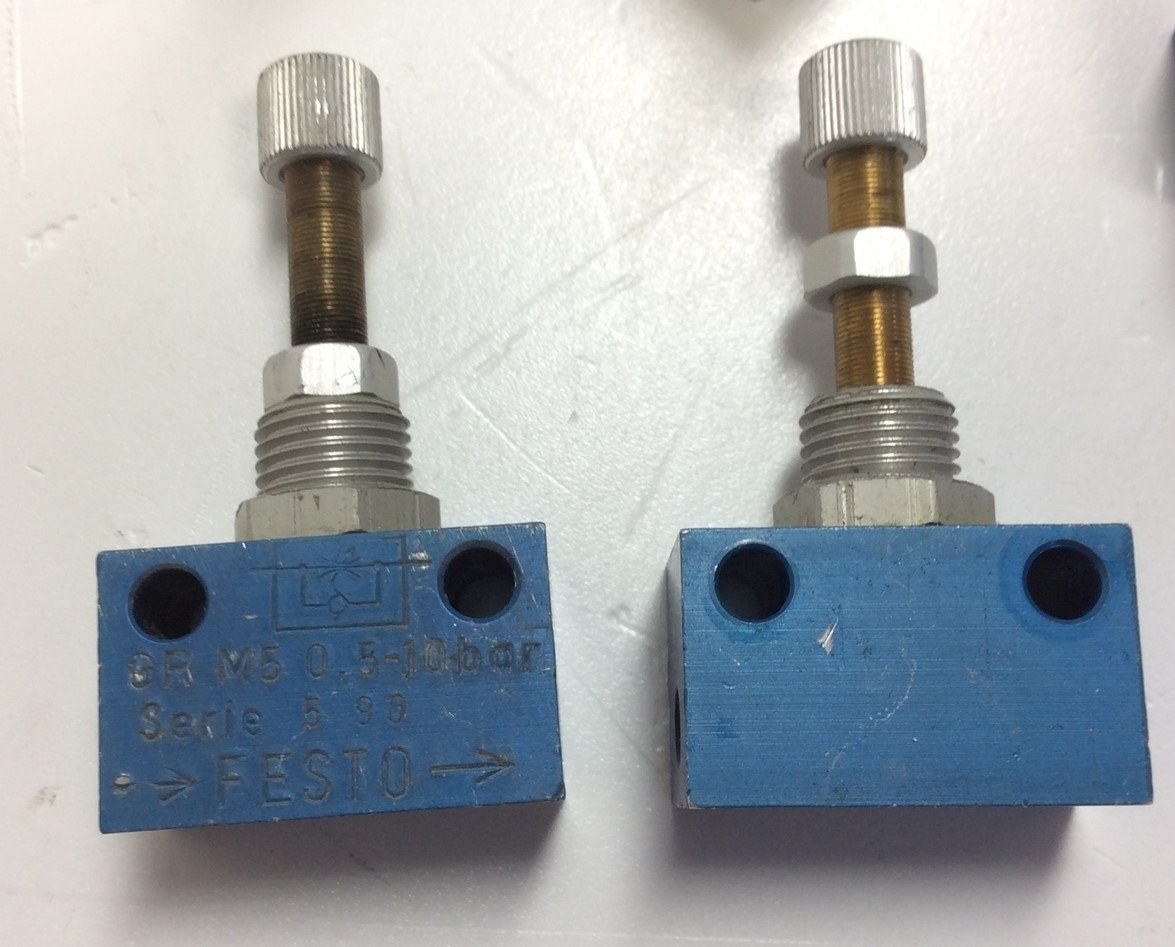 Used Lot of 5 Festo GR-M5 Pneumatic Flow Control One-Way Valves 0.5-10 Bar, M5 Ports