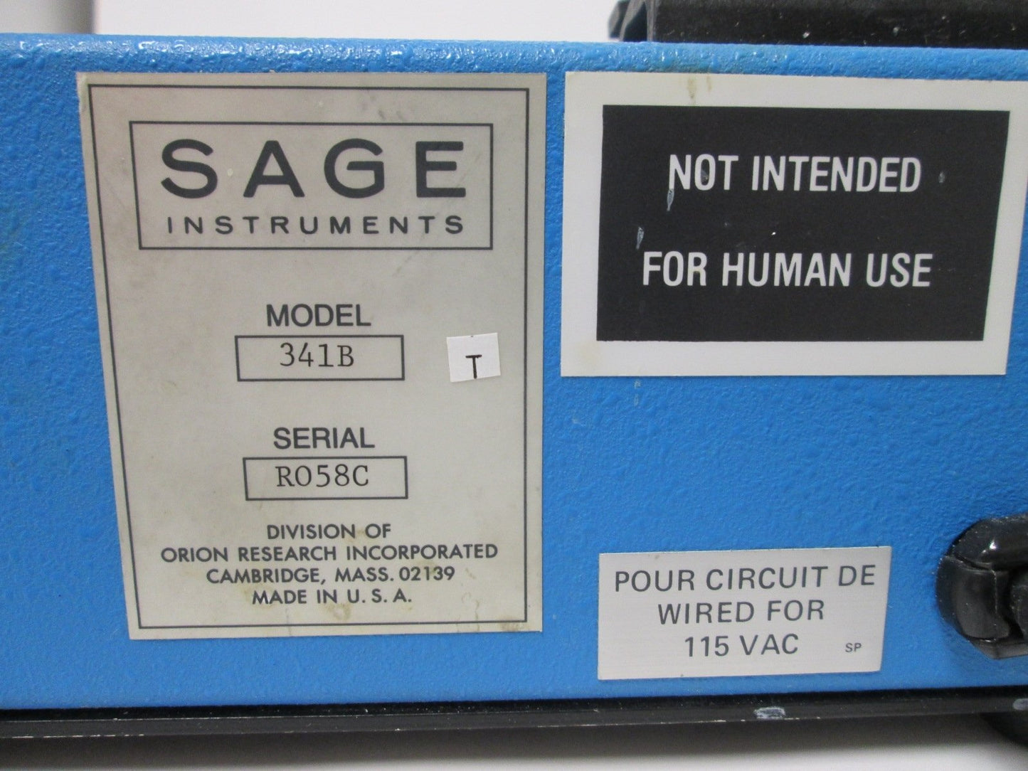 Used Sage Instruments 341B Syringe Pump, mL/min and mL/hr Selectable, Supply: 115VAC