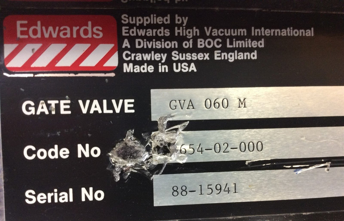 Used Edwards High Vacuum International GVA 060 M Manual Gate Valve 11.00" OD 6.00" ID