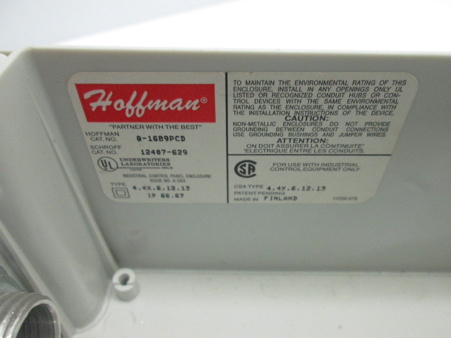 Used Hoffman Q-1689PCD J-Box Type 4X Polycarbonate Enclosure 153mm x 73mm x 79mm