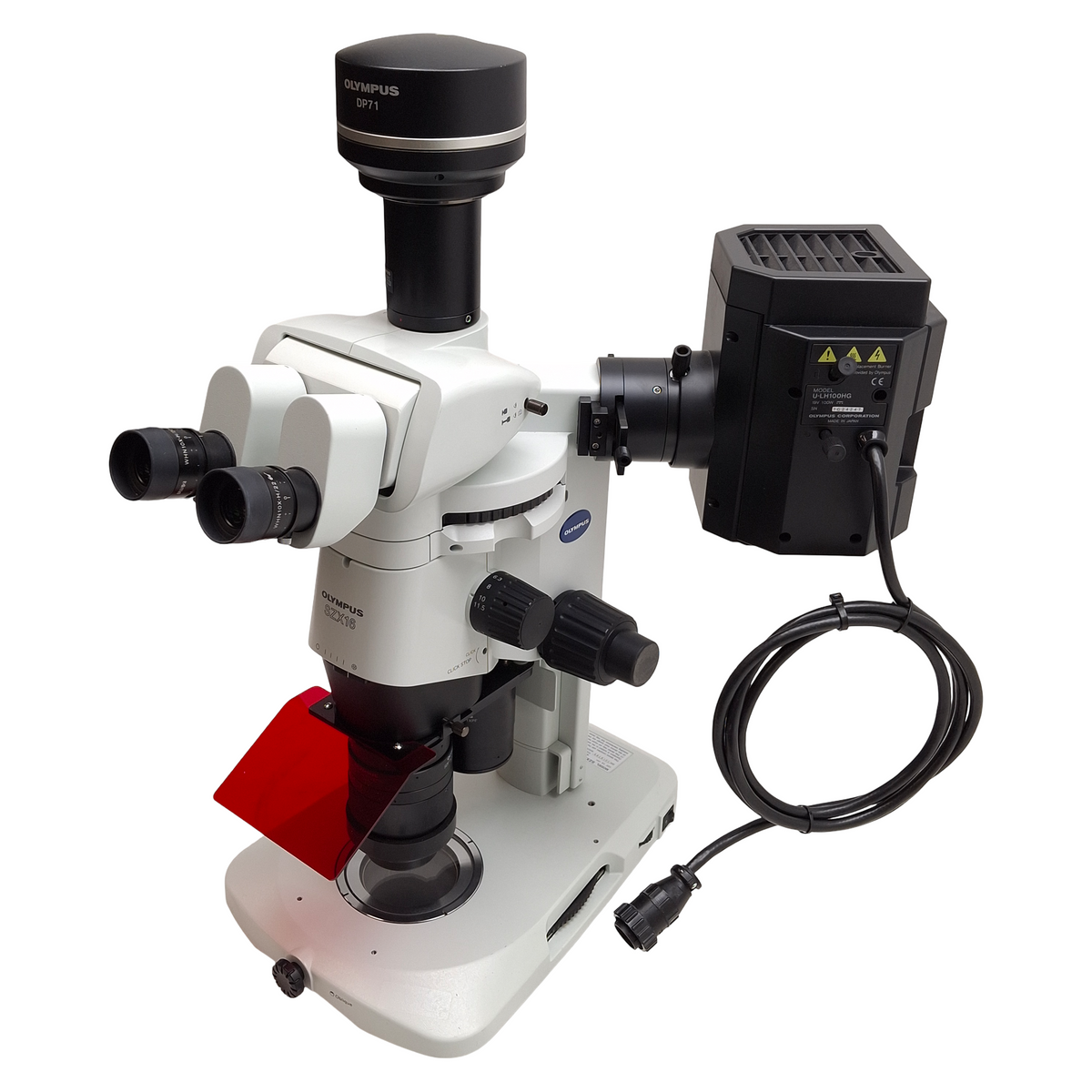 Used Olympus SZX16 Trinocular Fluorescence Microscope w/ Camera & Illuminated Stand