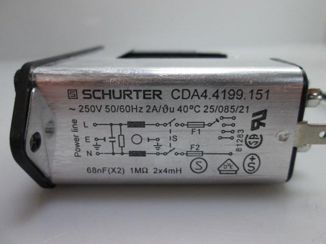 Used Schurter CDA4.4199.151 Power Entry Module 250V 50/60Hz W/Press Switch