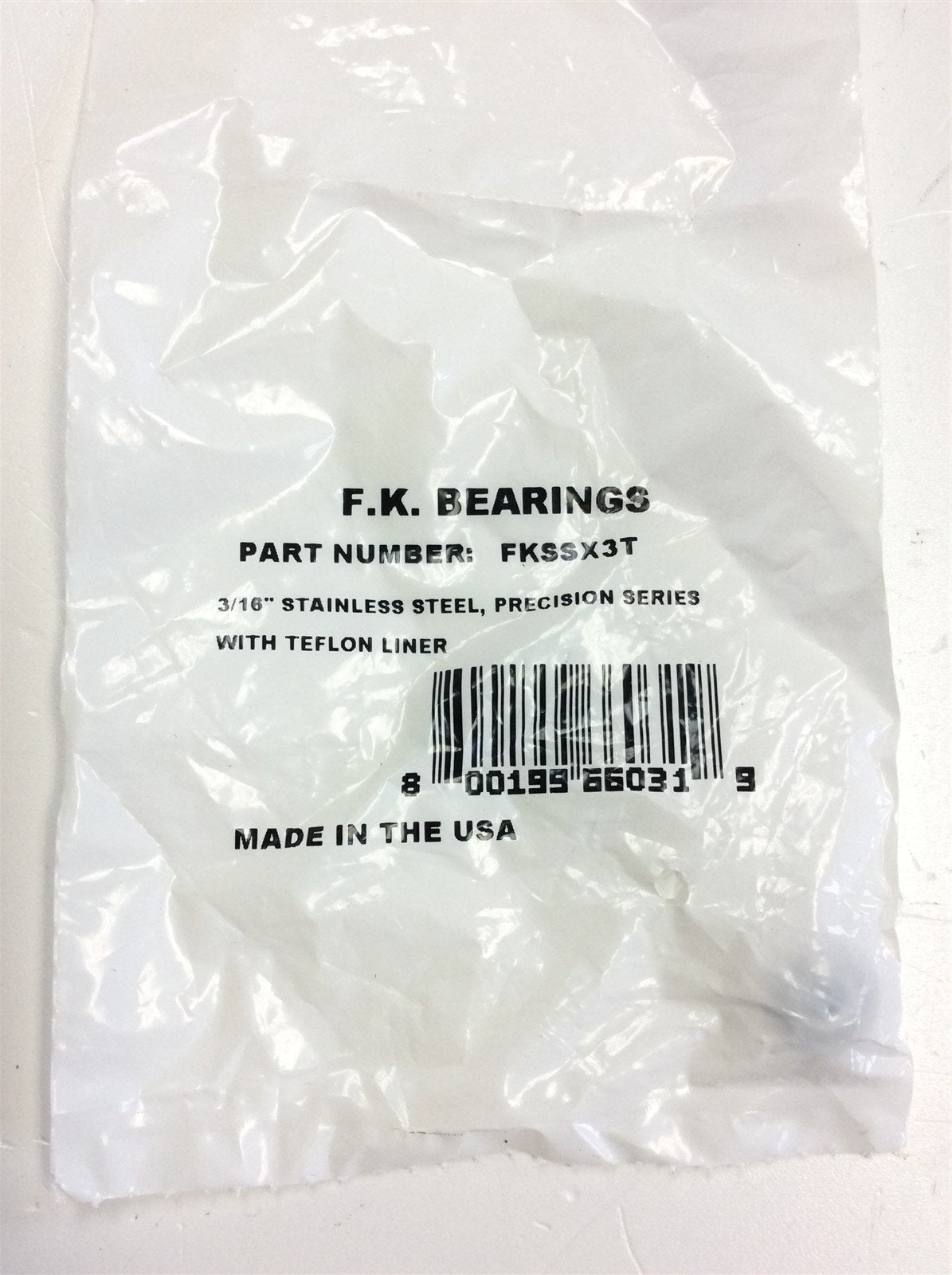 New – Open box Lot of 6 F.K. Bearing FKSSX3T Precision Series Plain Spherical, Stainless Steel
