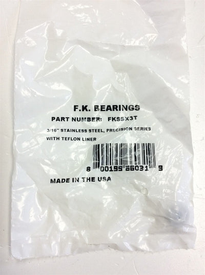 New – Open box Lot of 6 F.K. Bearing FKSSX3T Precision Series Plain Spherical, Stainless Steel