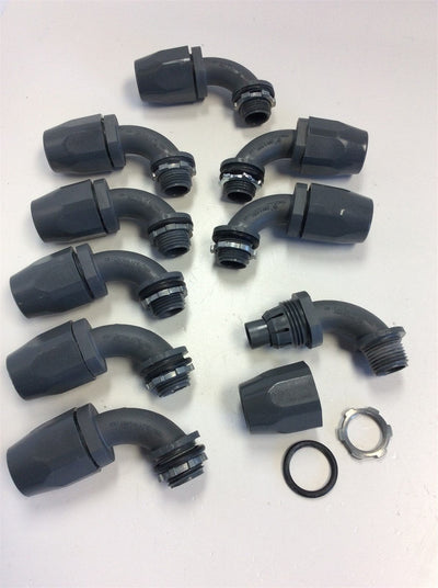 New – Open box Lot of 9 Carlon LT20DN A292 Non-Metallic 1/2" 90 Degree Liquid Tight Fittings