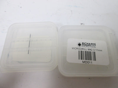 New – Open box Lot of 6 Richards Micro-Tool Microdrills, 2x MD011 and 4x MD012, Flute: 0.7mm