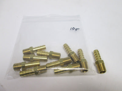 New – Open box Lot of 10 NEW Dixon 102060C 1/4" Male NPT x 1/4" Barb Fitting, Material: Brass