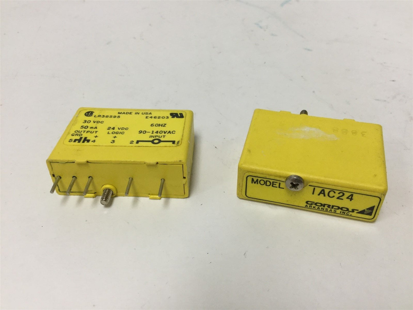 Used Lot of 2 Gordos IAC24 I/O Relay Modules, Input: 90-140VAC, Output: 30VDC 50mA