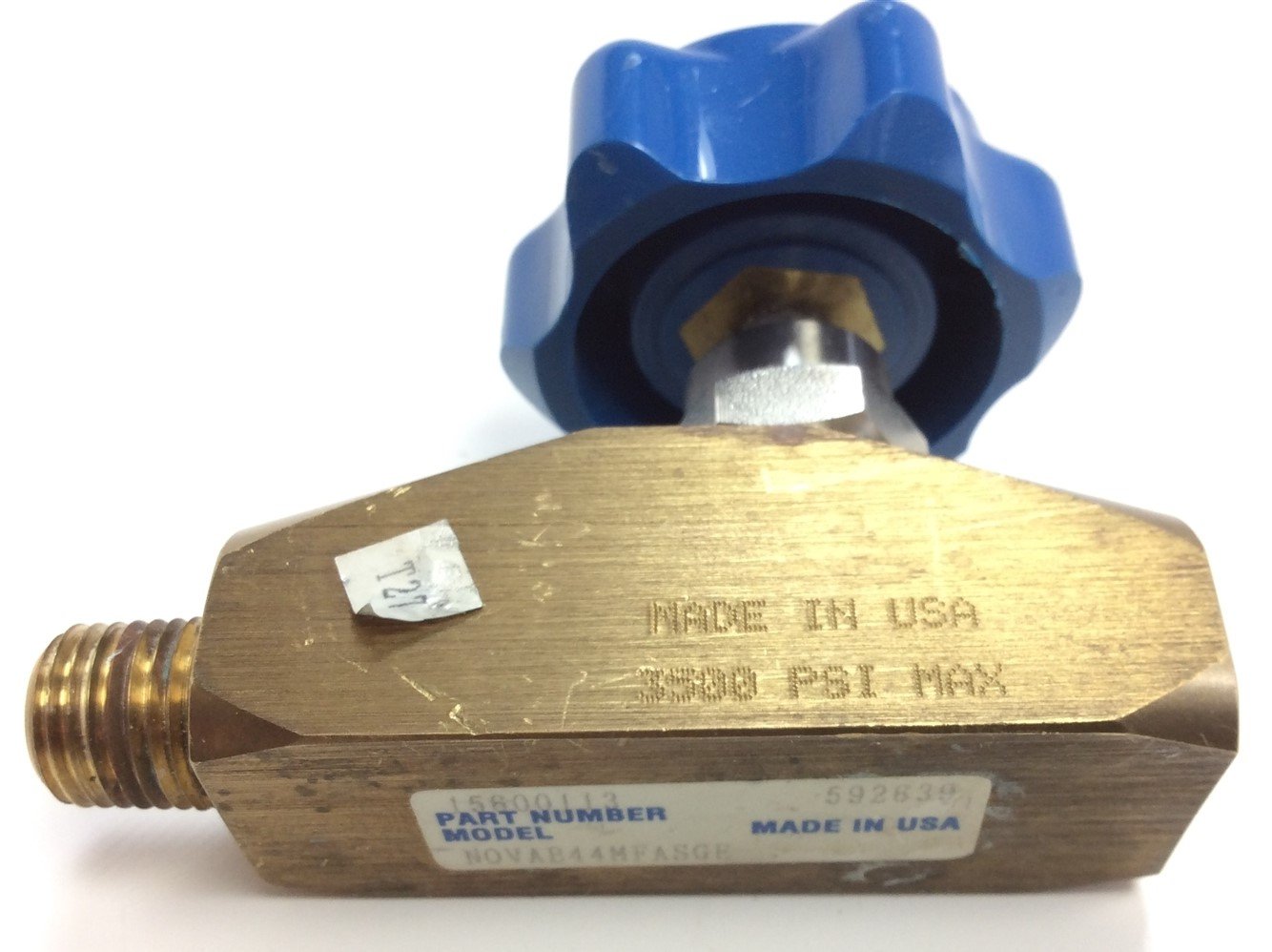 Used Advanced Specialty Gas Equipment 15600113 NOVAB44MFASGE Brass Gas Valve 3500 PSI