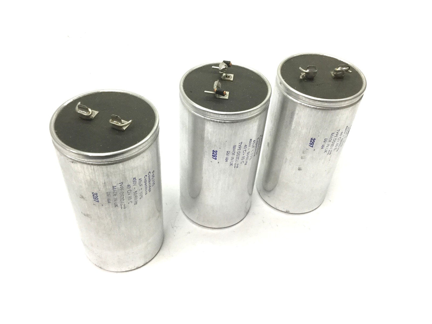 Used Lot of 3 Cambridge Capacitors P40J10 40uf 450VAC Electrolytic Capacitors +/- 10%