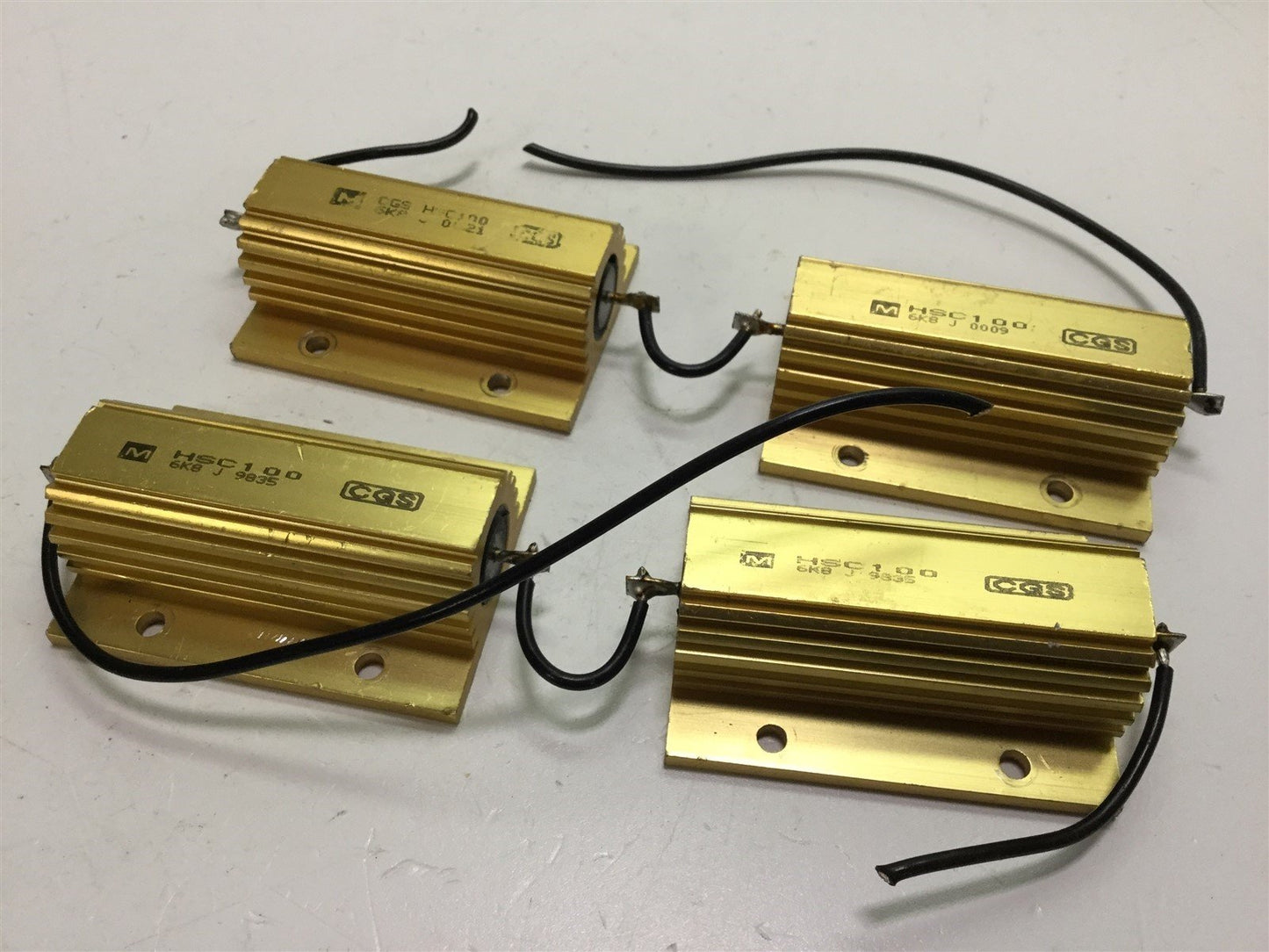 Used Lot of 4 TE Connectivity CGS HSC100 6K8J 6.8K Ohm 100 Watt 5% Power Resistors