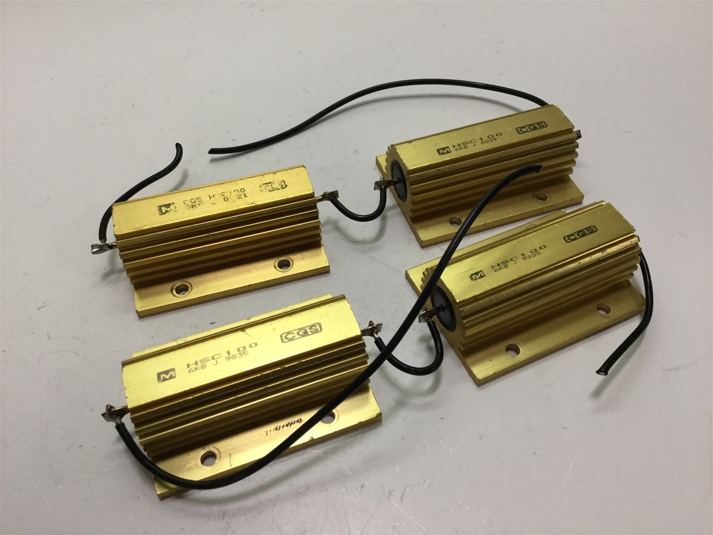 Used Lot of 4 TE Connectivity CGS HSC100 6K8J 6.8K Ohm 100 Watt 5% Power Resistors