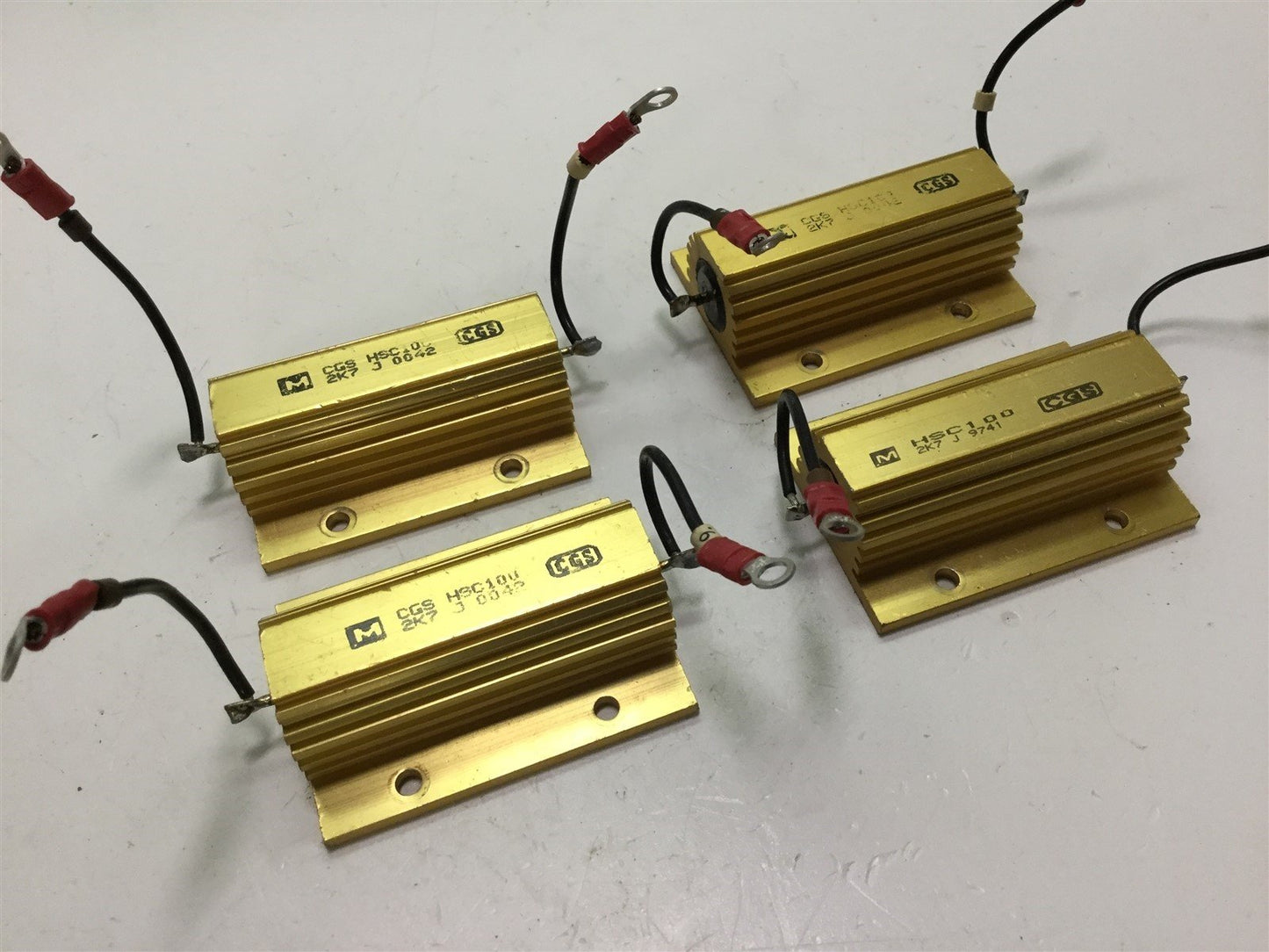 Used Lot of 4 TE Connectivity CGS HSC100 2K7J 2.7K Ohm 100 Watt 5% Power Resistors