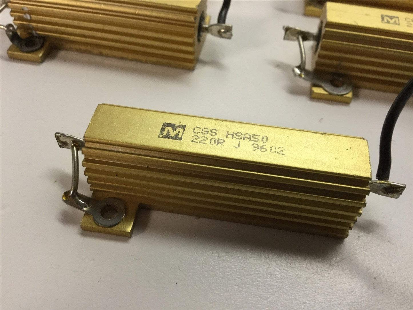 Used Lot of 5 CGS HSA50 220R Power Resistors, 220 Ohms, 5% Tolerance, 50 Watt