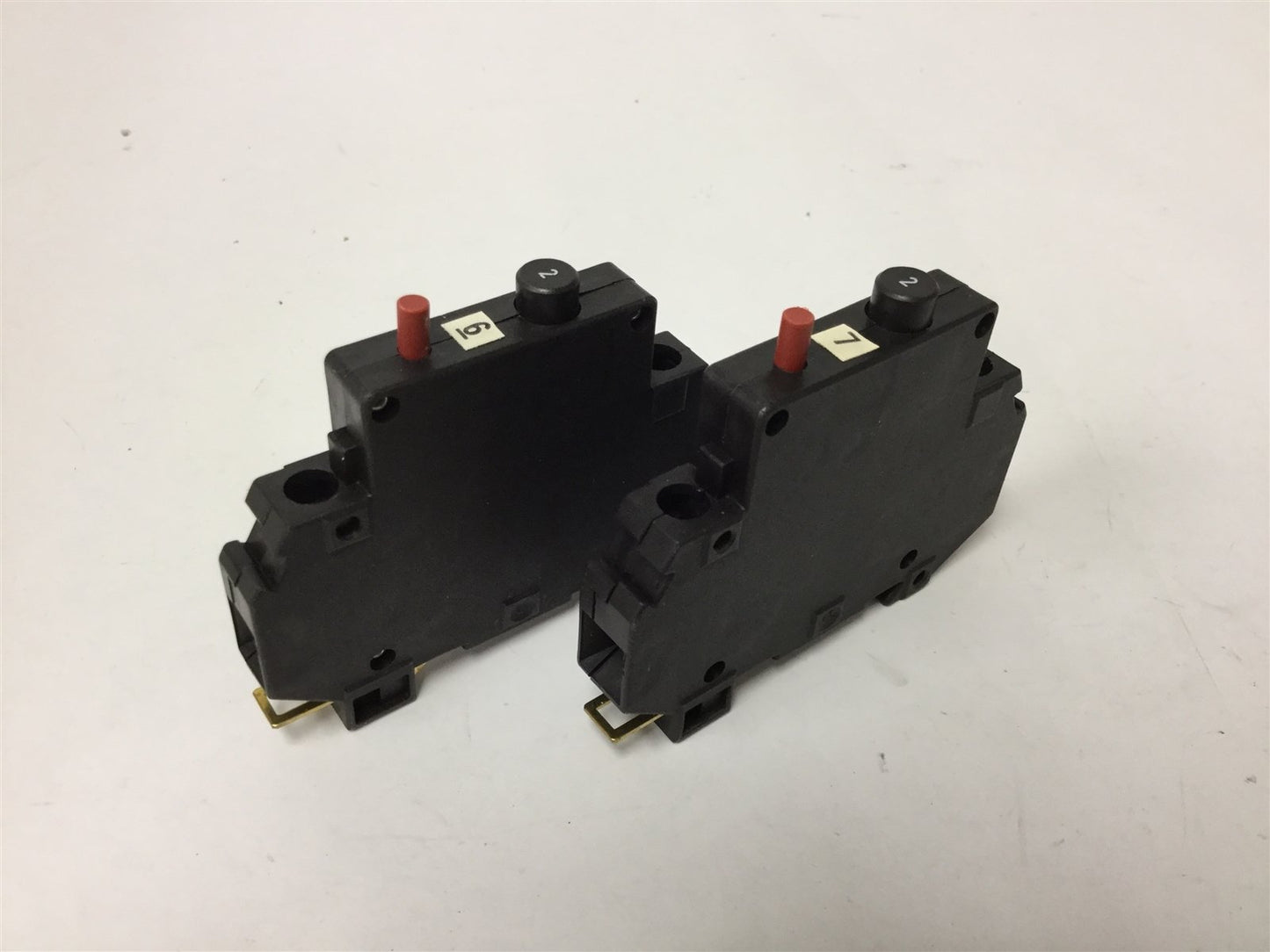 Used Lot of 2 Weidmuller 91001503500 Circuit Breakers, Rating: 2A 250VAC/65VDC, DIN
