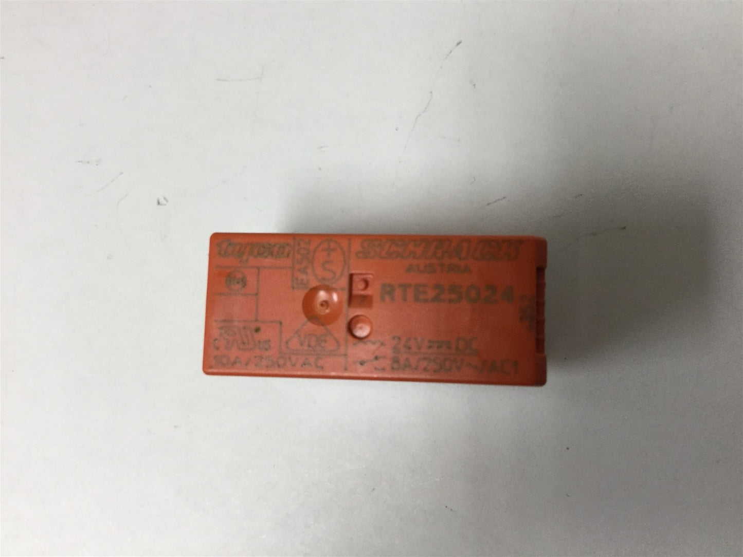 Used Lot of 6 Schrack RTE25024 Relays, DPDT, Coil: 24VDC, Contact Rating: 8A 250VAC
