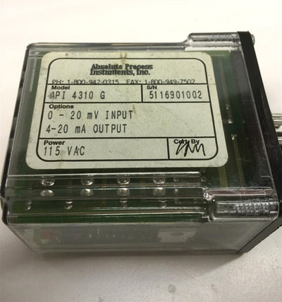 Used Absolute Process Instruments API 4310 G Isolated DC to DC Transmitter 115VAC