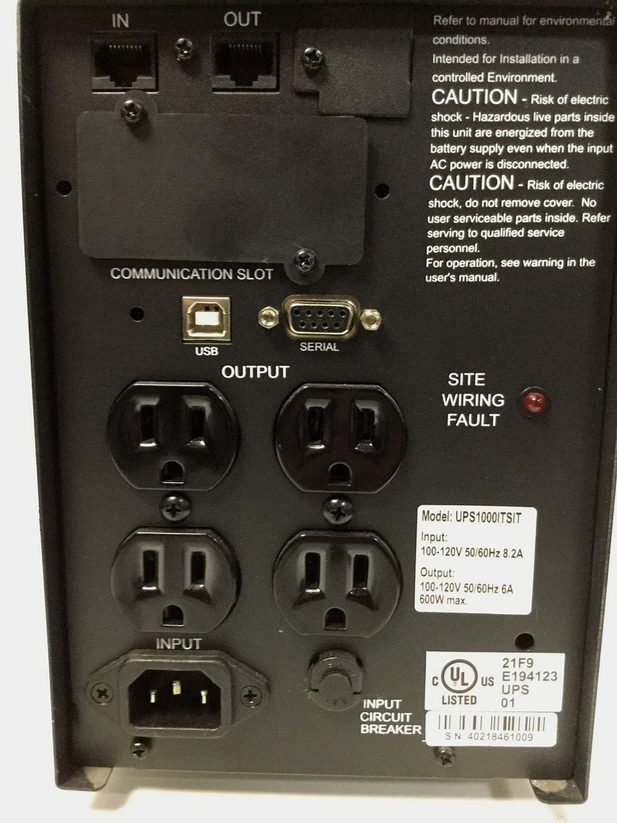 Used GE UPS1000ITSIT Uninterruptible Power Supply Backup Battery Line Protection