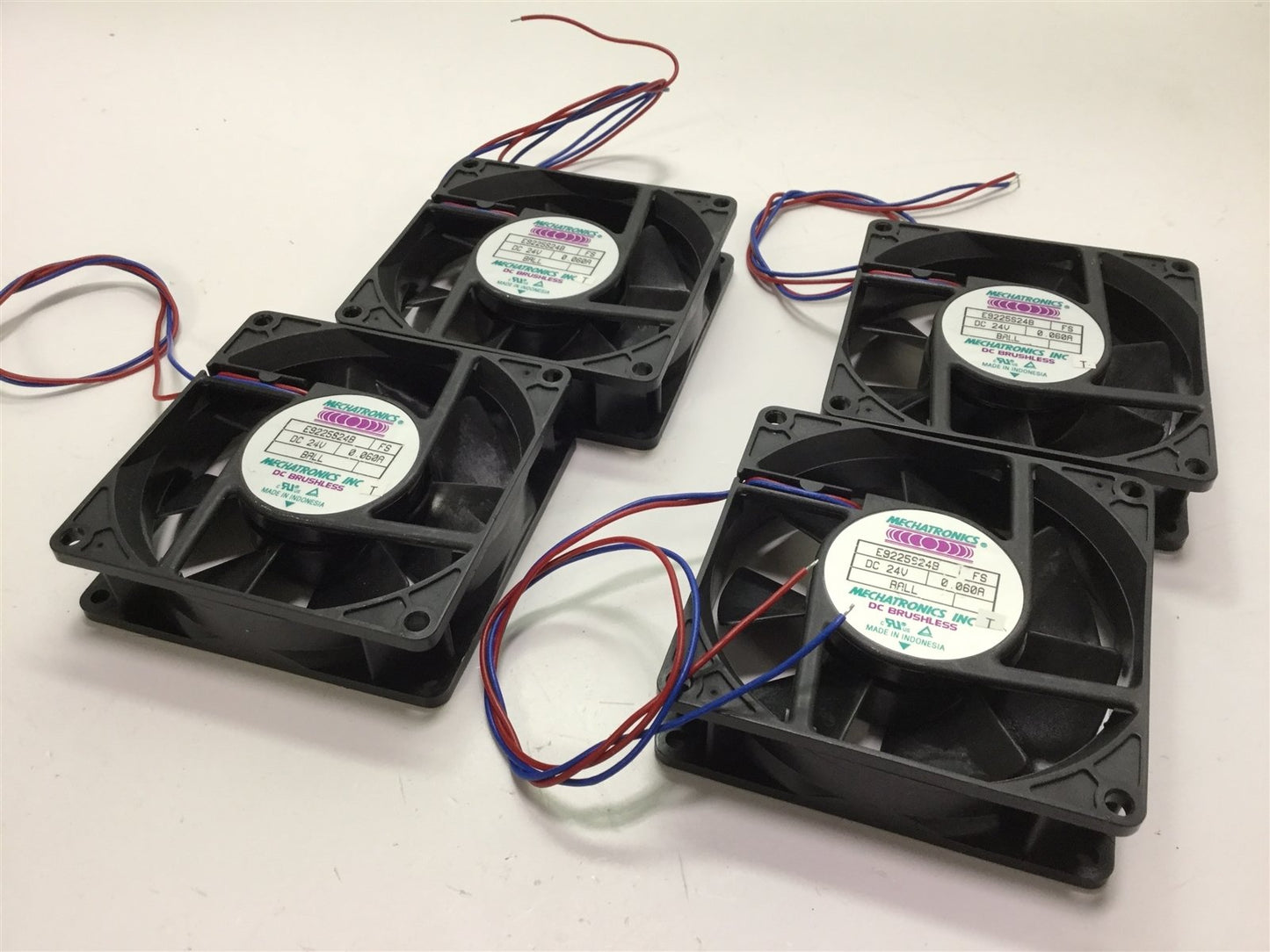 Used Lot of 4 Mechatronics E9225S24B Cooling/Circulating Fans, Voltage: 24VDC, 0.06A
