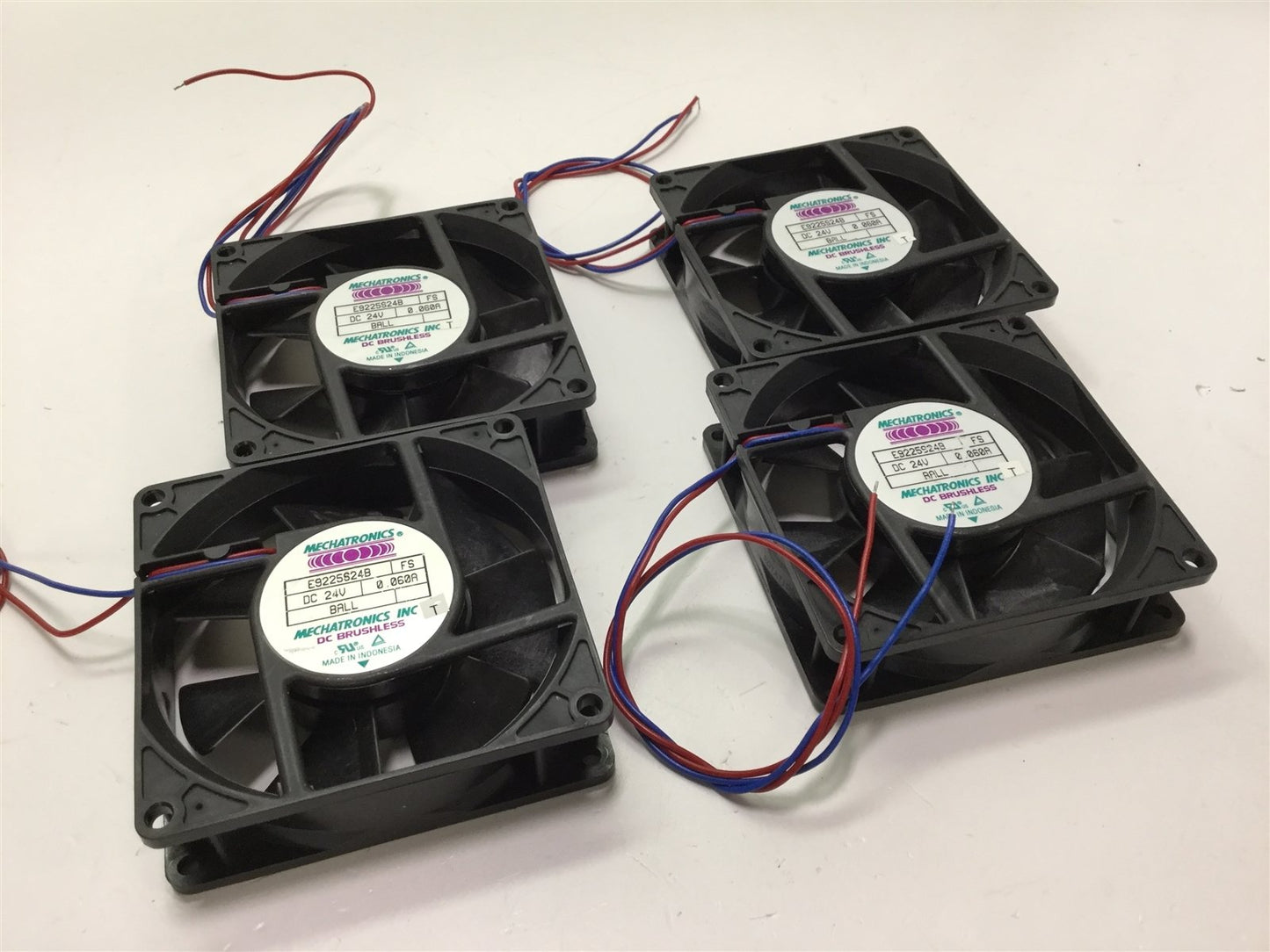 Used Lot of 4 Mechatronics E9225S24B Cooling/Circulating Fans, Voltage: 24VDC, 0.06A