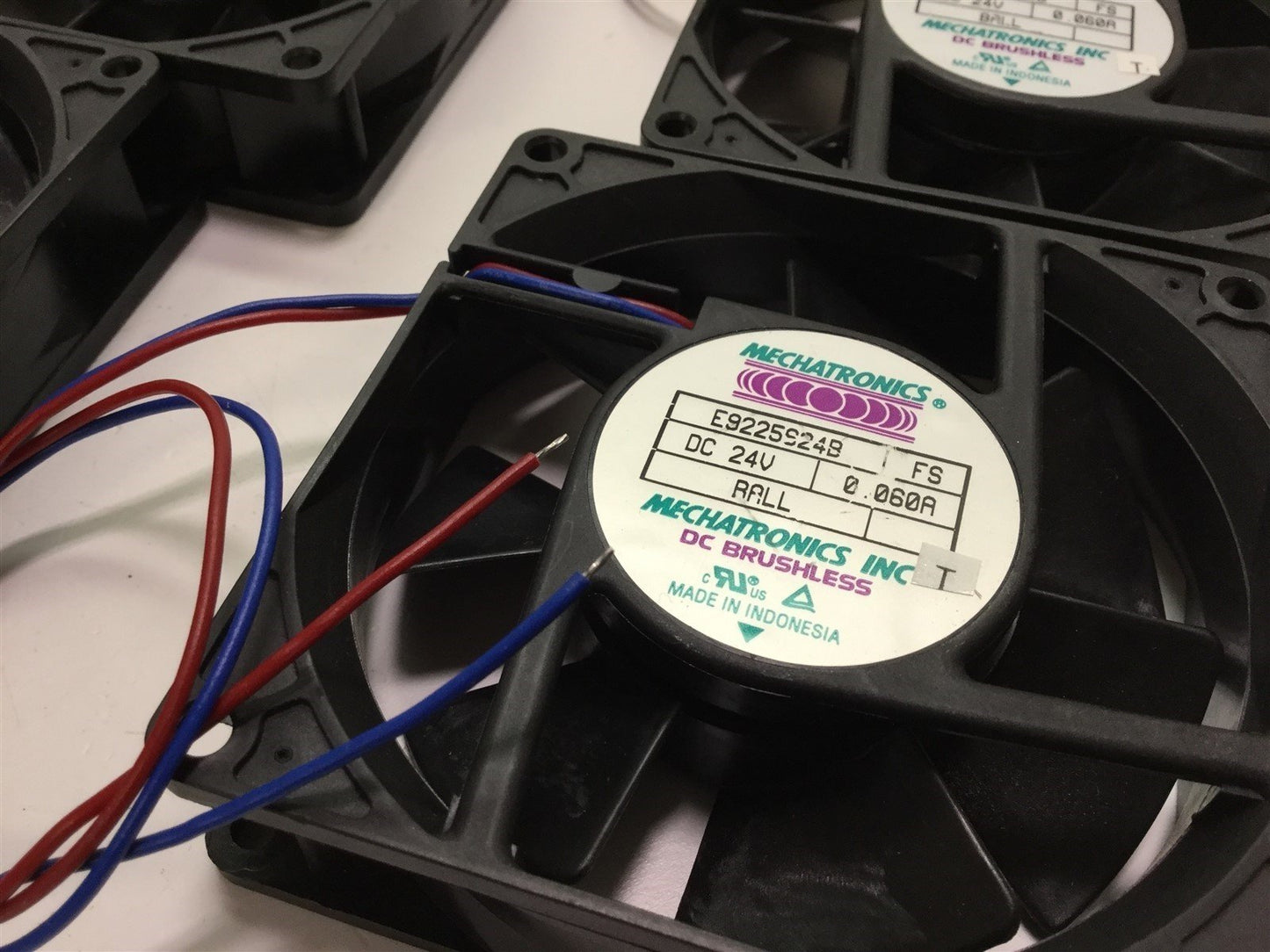 Used Lot of 4 Mechatronics E9225S24B Cooling/Circulating Fans, Voltage: 24VDC, 0.06A