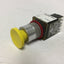 Used Allen Bradley 800MR-D9 Yellow Mushroom Push Button, With 800M-XD1 Contact Block