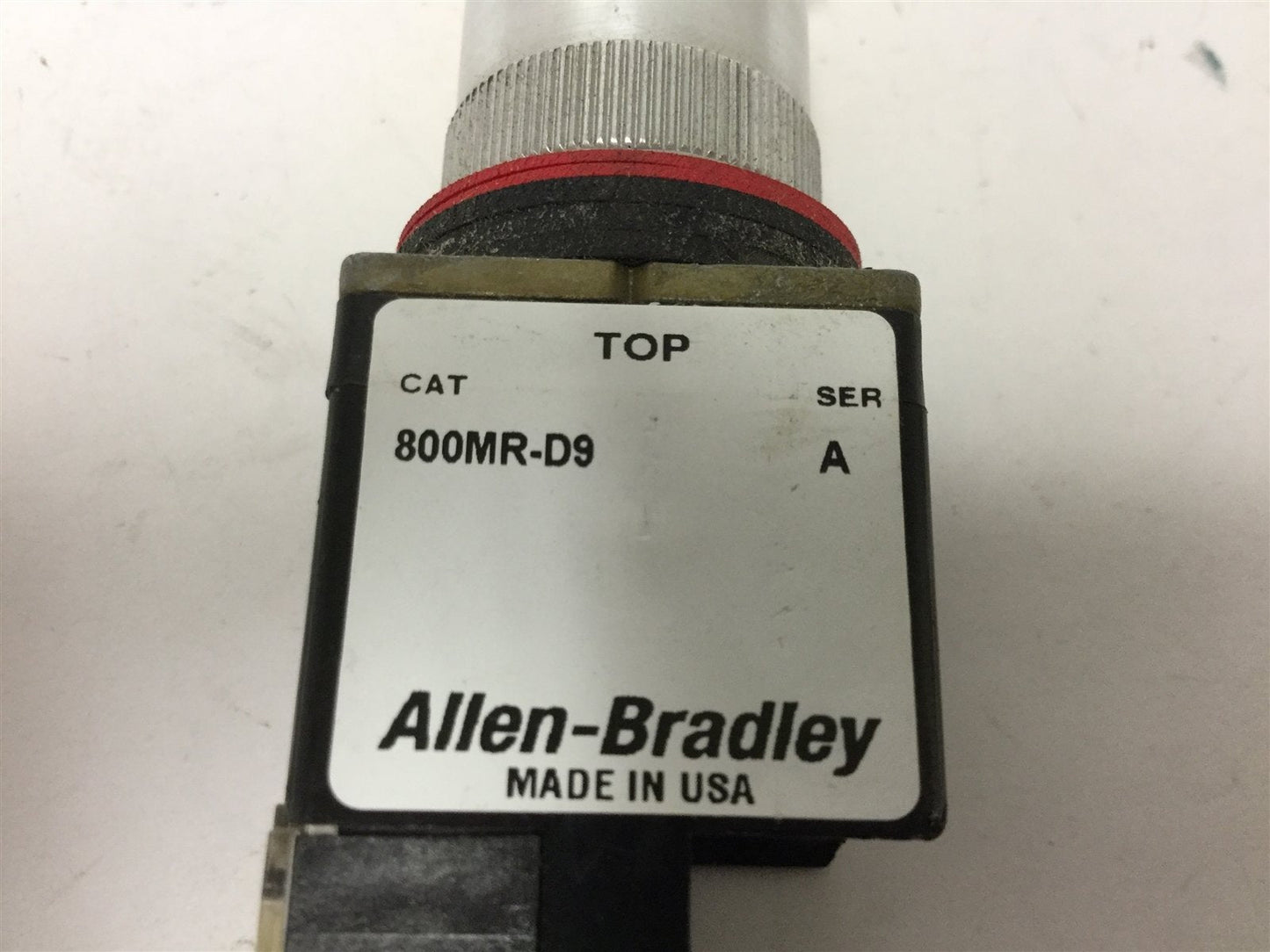 Used Allen Bradley 800MR-D9 Yellow Mushroom Push Button, With 800M-XD1 Contact Block