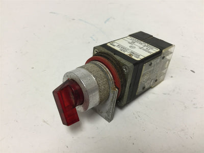 Used Allen Bradley 800MR-24HX2B Red Lighted Selector Switch, With 800M-XA Contacts