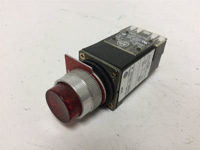 Used Allen Bradley 800MR-QB24S Lighted Push Button, Color: Red, W/ 800M-XA Contact