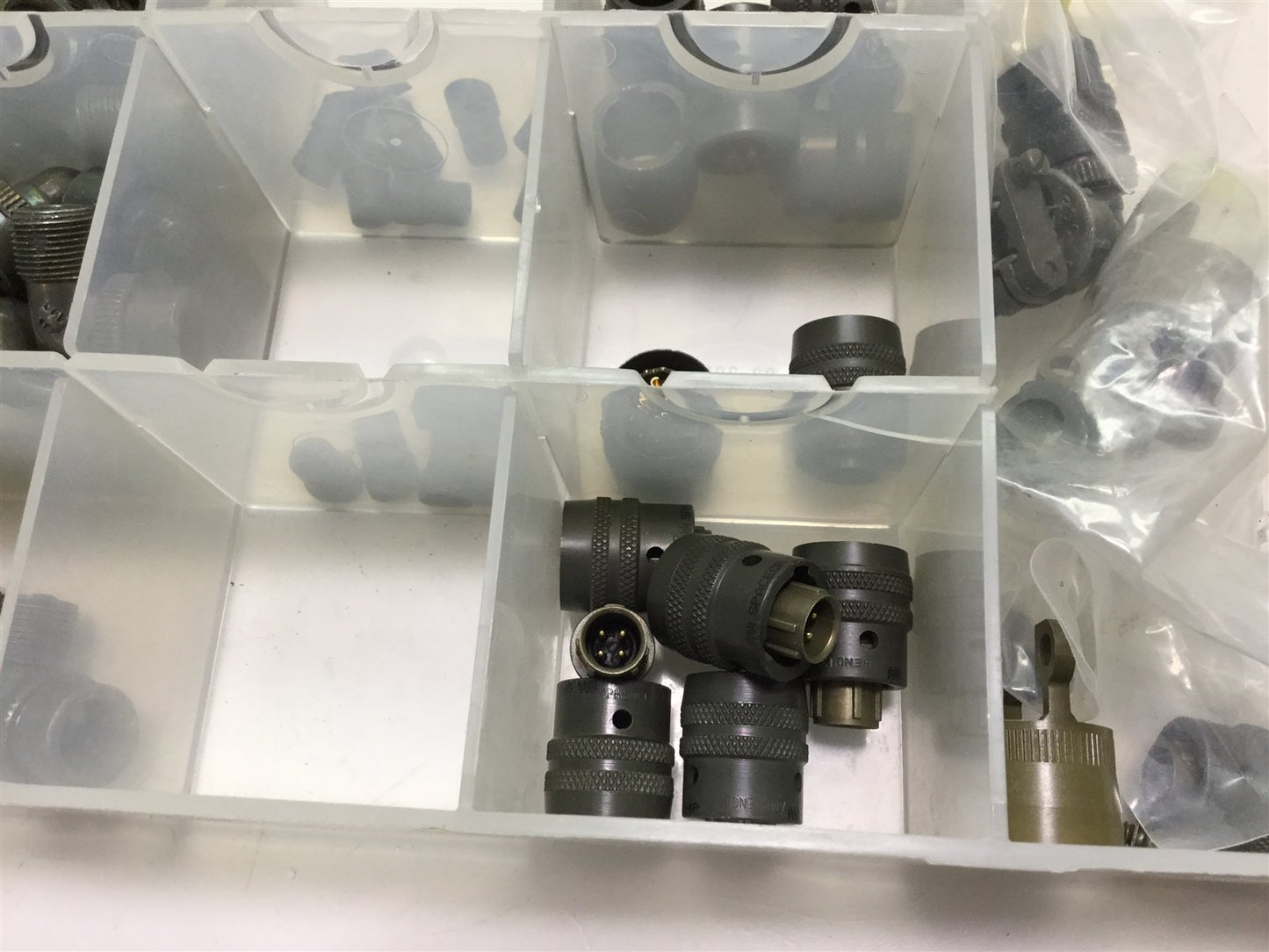 New – Open box Lot Of Various Amphenol MS Style 90 Degree Cable Connectors 4 Pin w/Shrouds