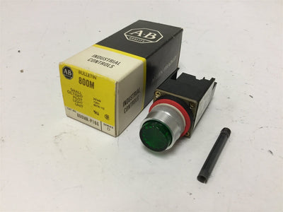 New Allen Bradley 800MR-P16G Pilot Light, Color: Green, Voltage: 110/120VAC