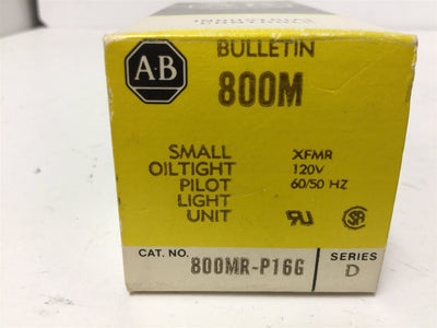 New Allen Bradley 800MR-P16G Pilot Light, Color: Green, Voltage: 110/120VAC