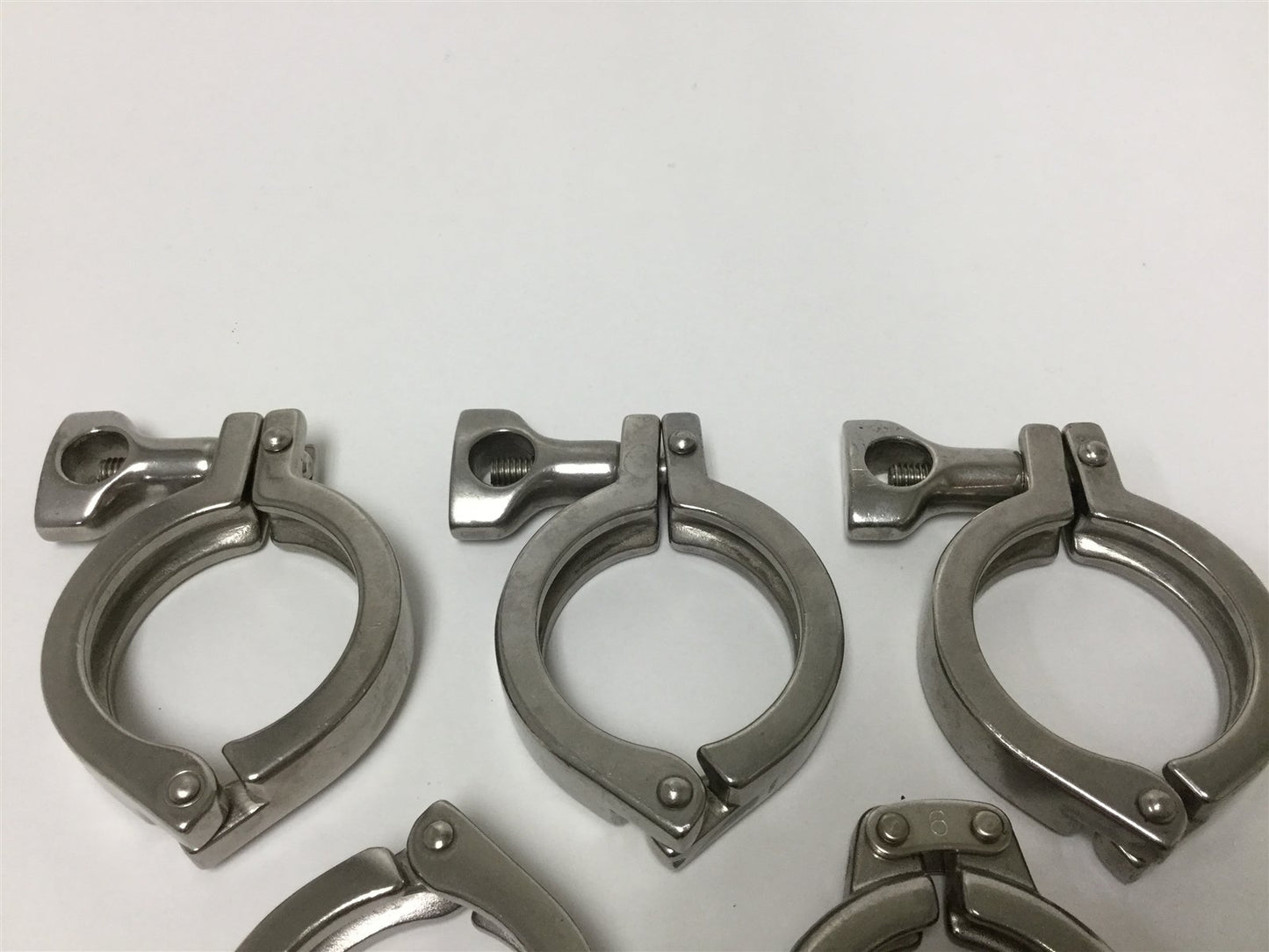 Used Lot of 5 Sanitary Tri-Clamps, Size: 2", *Assortment of Styles* See Pictures