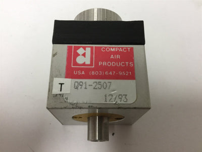 Used Compact Q91-2507 Double Acting Pneumatic Cylinder, Ports: 10-32, Stroke: 0.125"