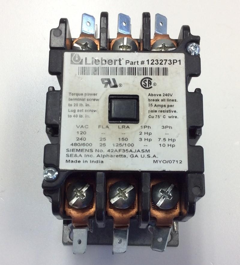 Used Liebert 123273P1 Definite Purpose Contactor 24VDC 50/60Hz Coil 600VAC 25 FLA
