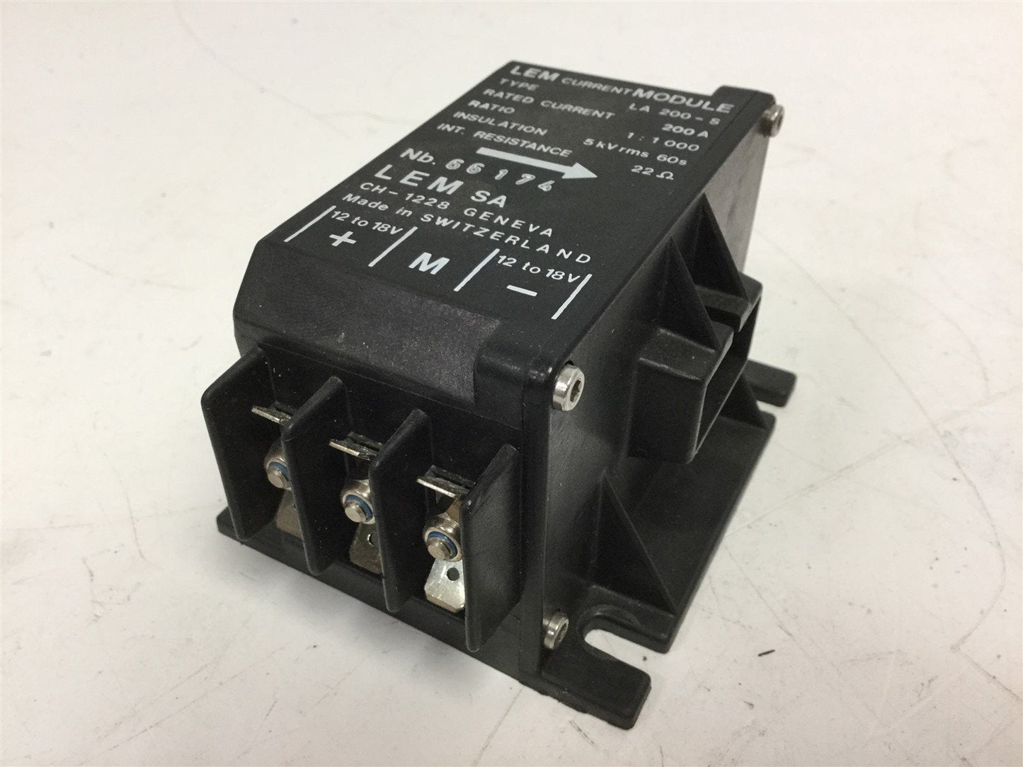 Used LEM LA 200-S Current Transducer, 200A, 1:1000 Ratio, 22 Ohm Internal Resistance