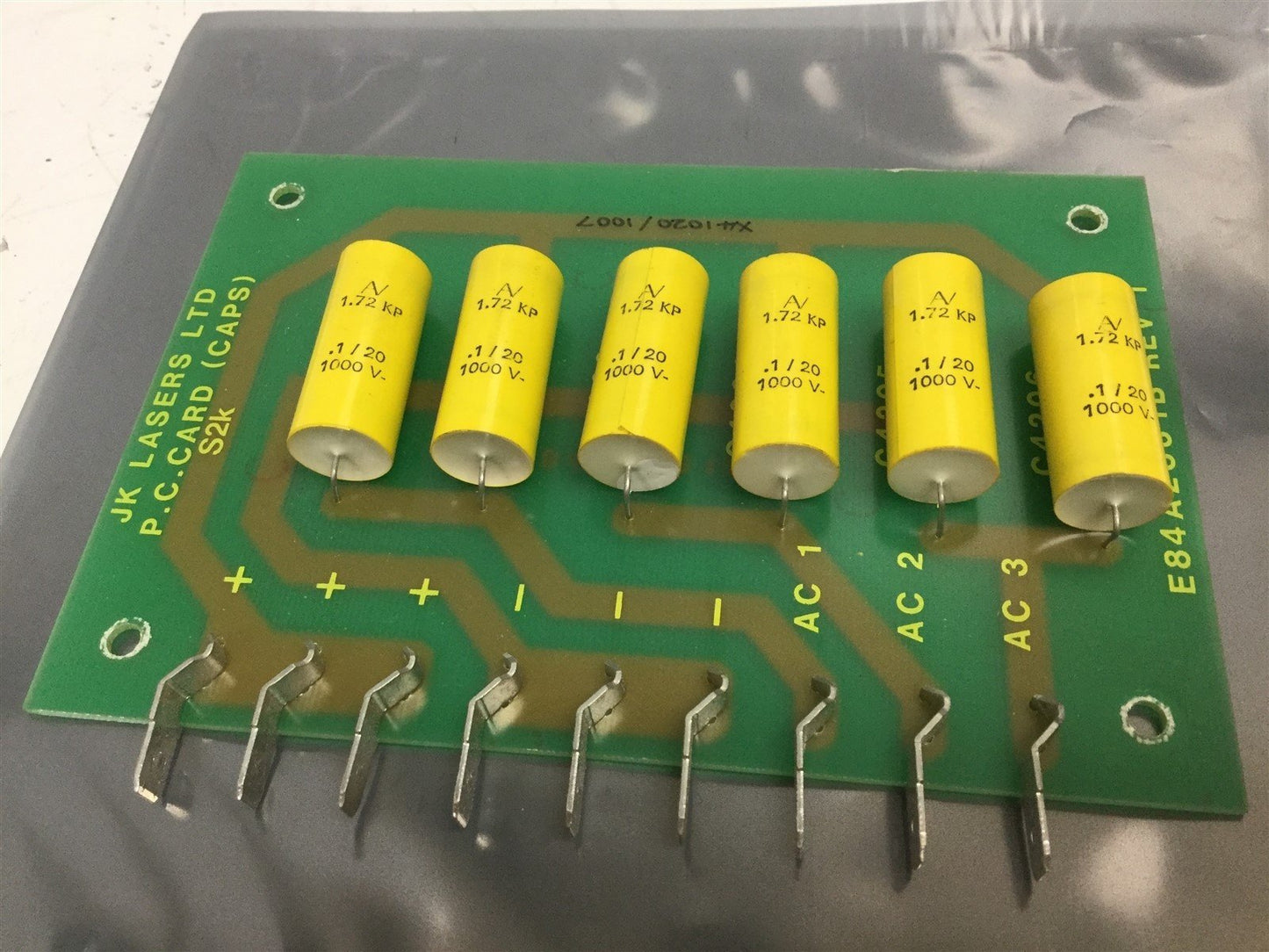 Used JK Lasers LTD E84A2831B Rev 1 P.C. Card (Caps)  S2k, X41020/1007, C4201-C4206