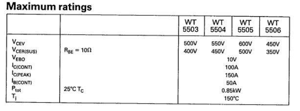 Used Westcode WT5505 Semiconductor Transistor 50kW Switching Power, 100 A, 500 V