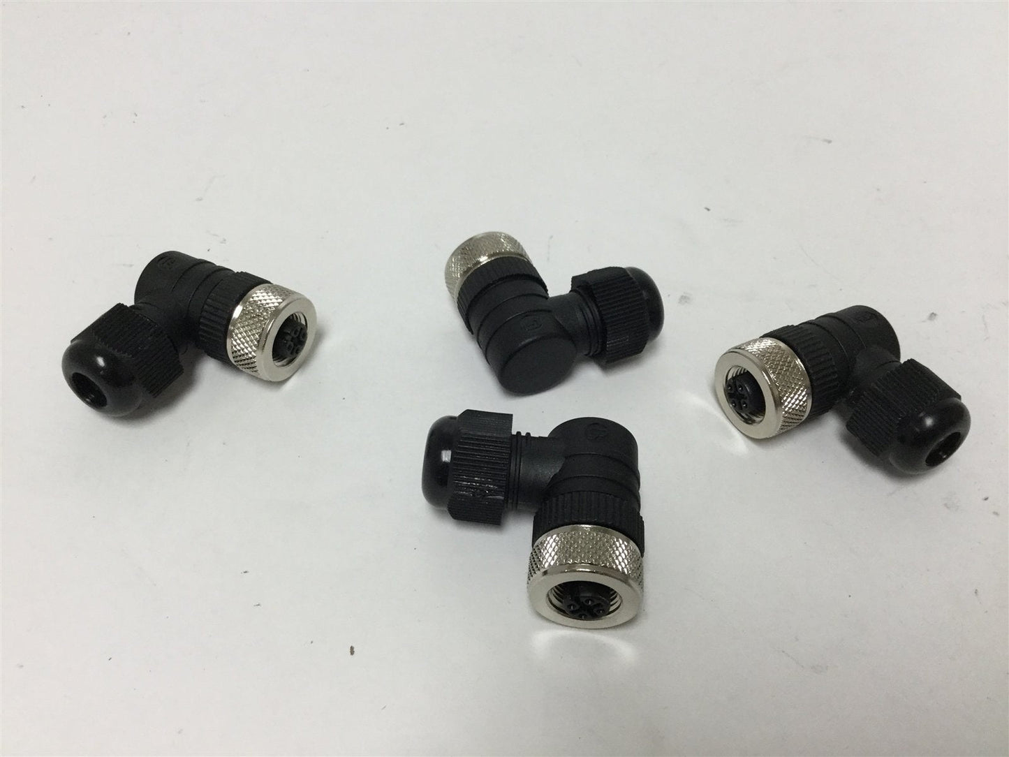 Used Lot of 4 90-Degree Elbow Sockets, 4-Pin, Cable OD: 0.13"-0.26", Wire Size: 18AWG