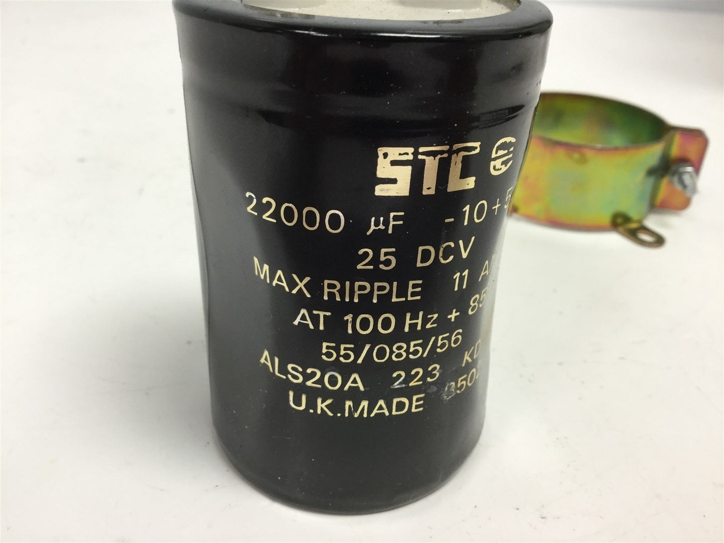 Used STC ALS20A-223-KD-025 Capacitor 22000uF - 10 +50%, 25VDC Max Ripple 11A at 100Hz