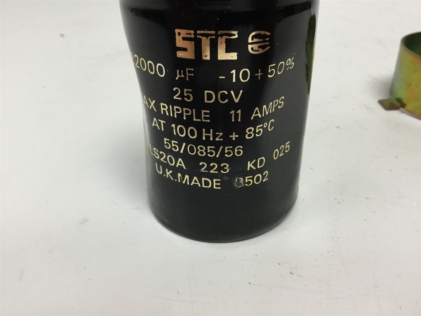 Used STC ALS20A-223-KD-025 Capacitor 22000uF - 10 +50%, 25VDC Max Ripple 11A at 100Hz