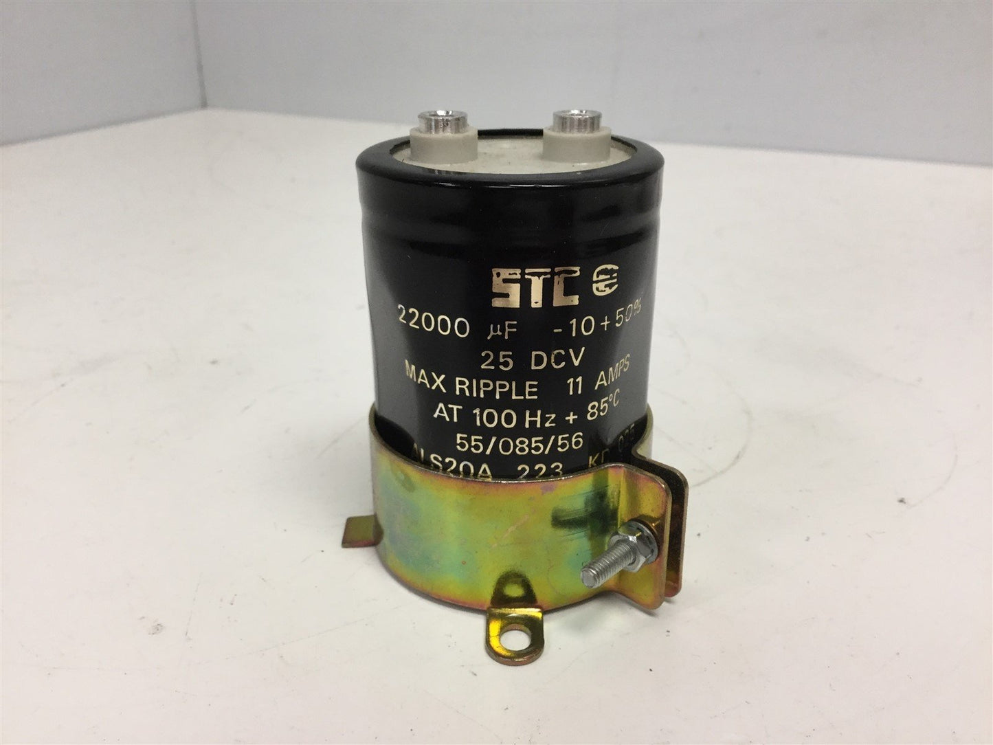 Used STC ALS20A-223-KD-025 Capacitor 22000uF - 10 +50%, 25VDC Max Ripple 11A at 100Hz