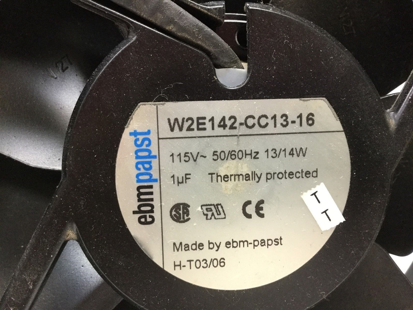 Used EBM-Papst W2E142-CC13-16 Thermally Protected Fan, Voltage: 115 VAC Watts: 13/14W