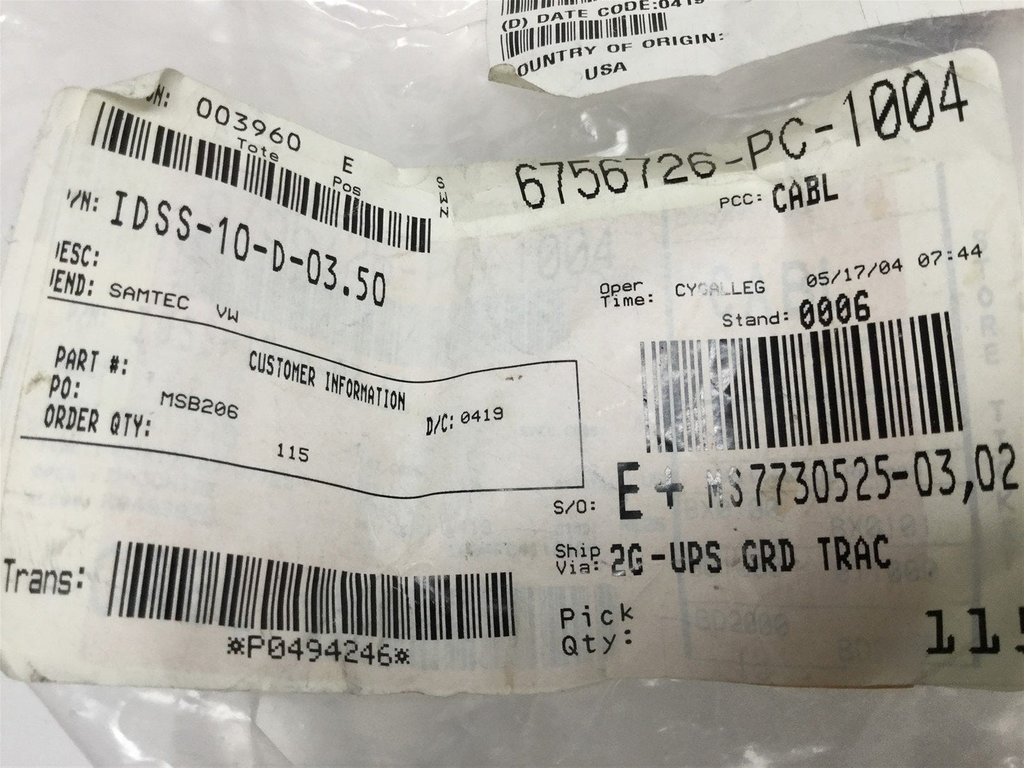 New – Open box Lot of 5 New Samtec IDSS-10-D-03.50 Slim Flat Ribbon IDC Cables 10-Pin, 3.5"L