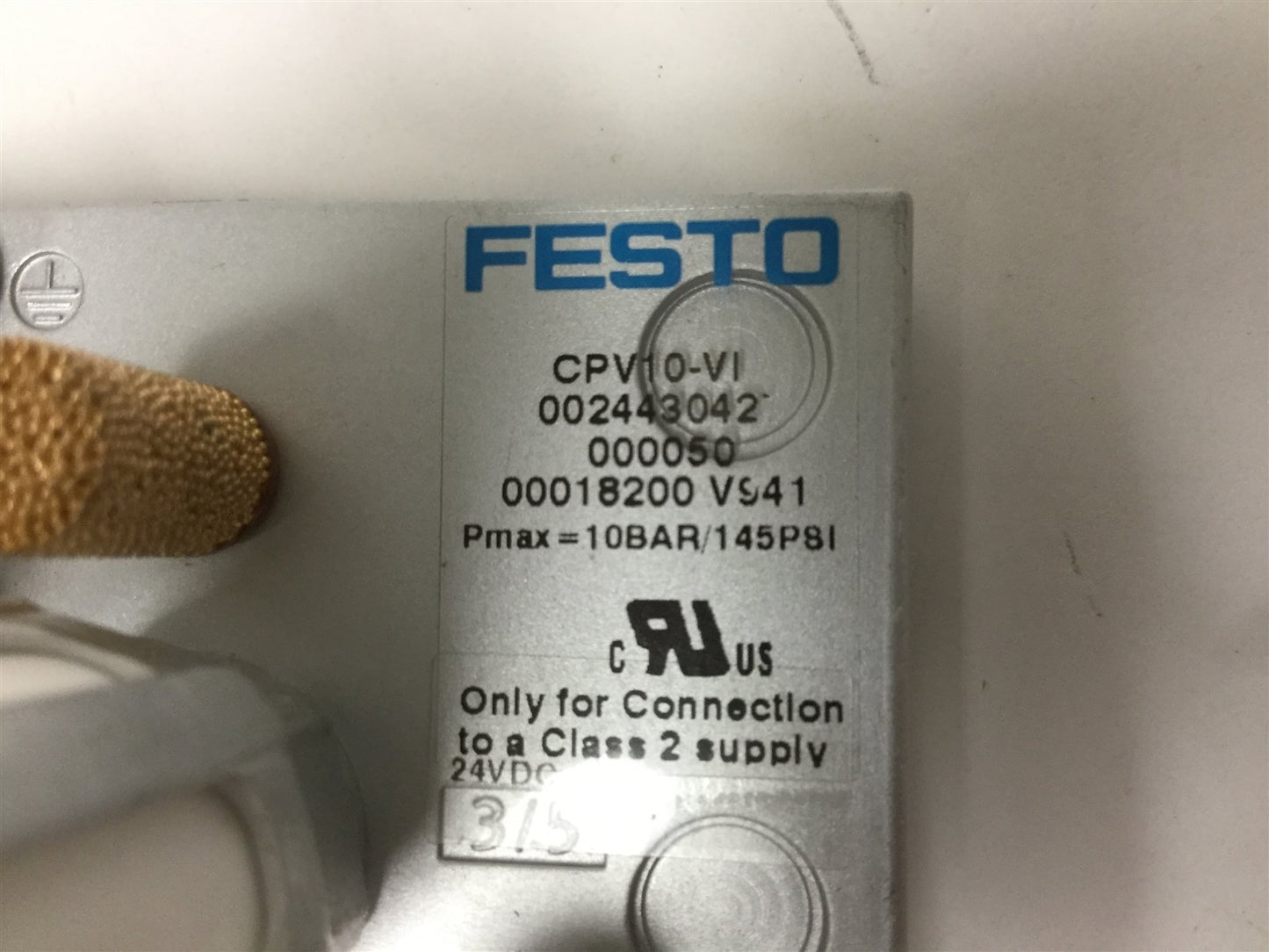 Used Festo CPV10-VI Valve Set, With 185880 Solenoid Valve, Voltage: 21VDC, 145psi Max