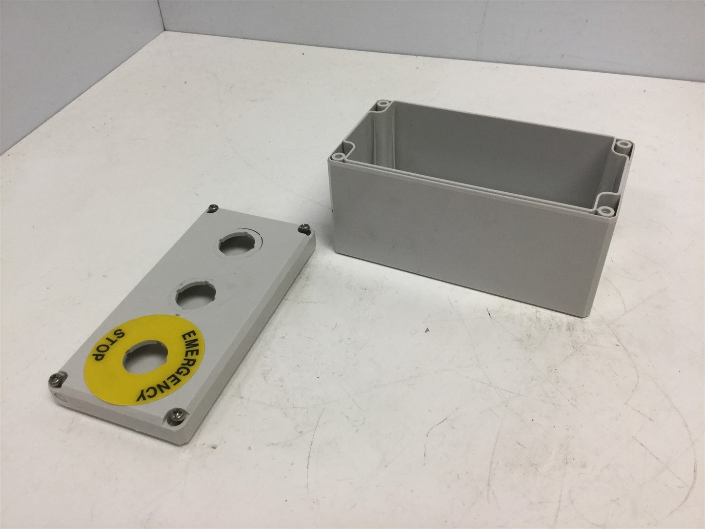 Used Hoffman Q3PBPCDM 3-Hole Pushbutton Enclosure, 6-5/16" x 3-3/16 x 3-7/16" *Holes*