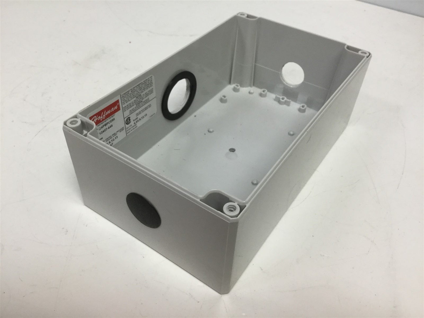 Used Hoffman Q4PBPCDM 4-Hole Pushbutton Enclosure Dimensions 8" x 4-3/4" x 3-7/16"