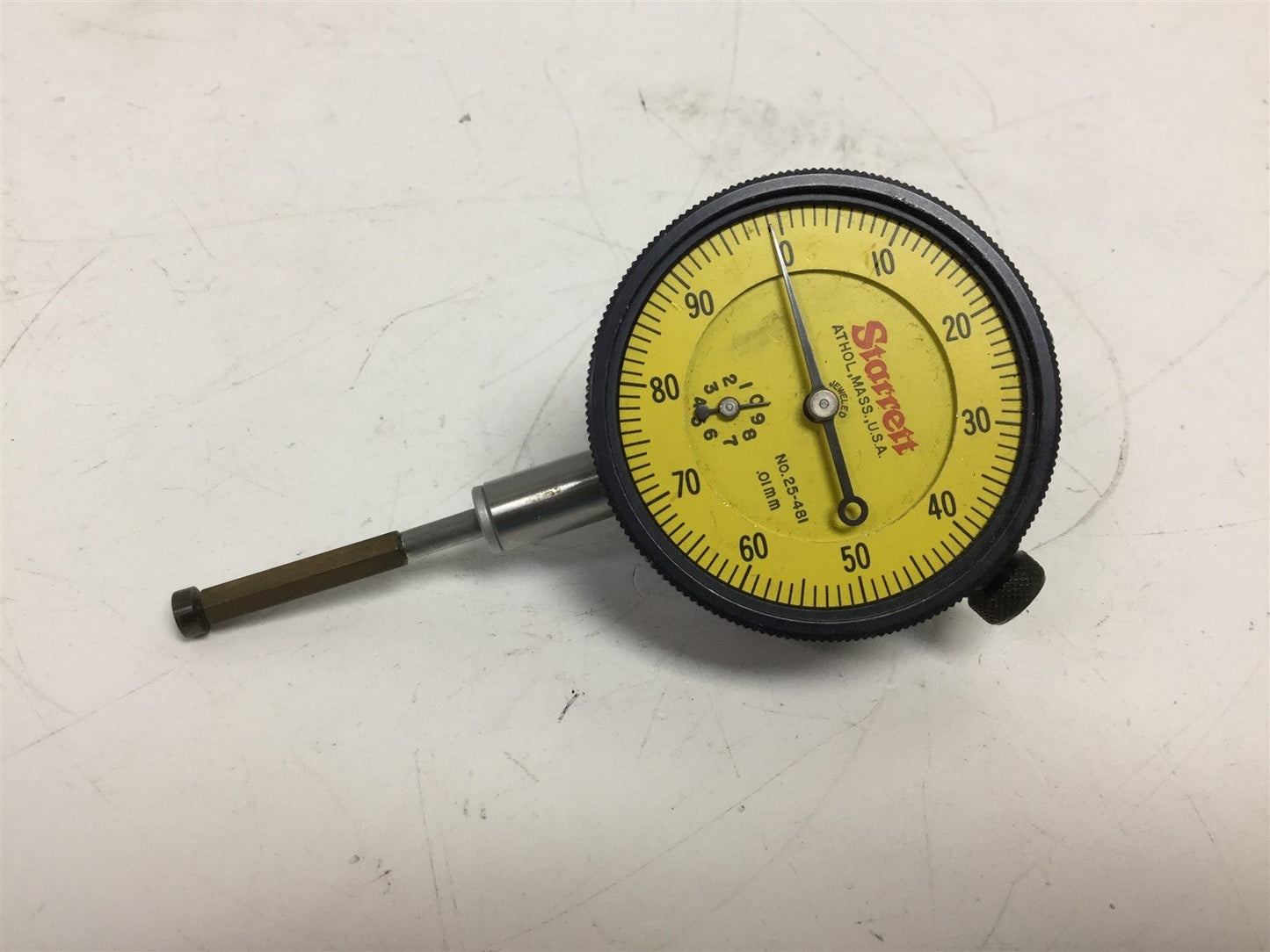 Used Starrett 25-481 Continuous Reading Dial Jeweled Indicator 0.01mm Resolution