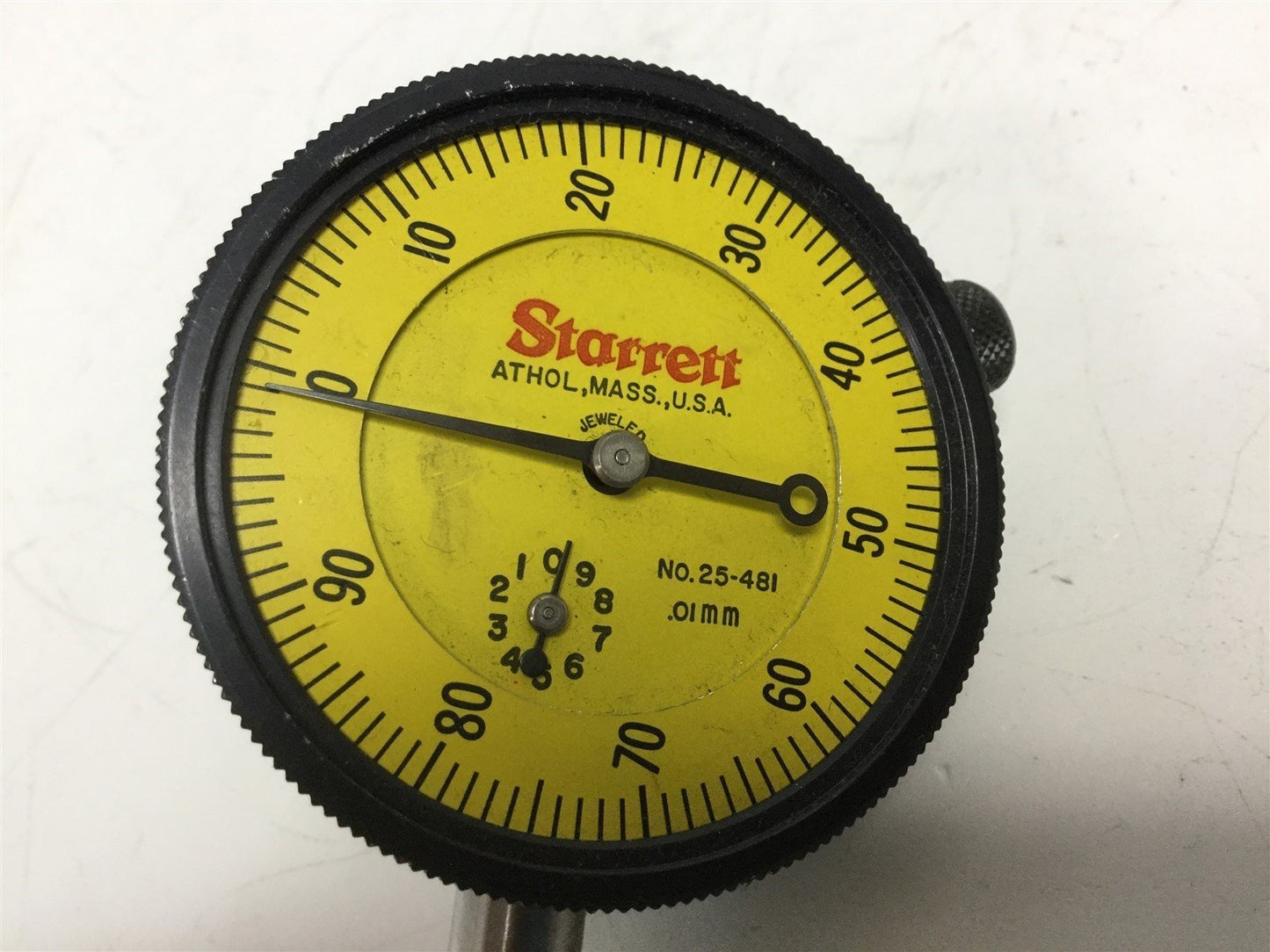 Used Starrett 25-481 Continuous Reading Dial Jeweled Indicator 0.01mm Resolution