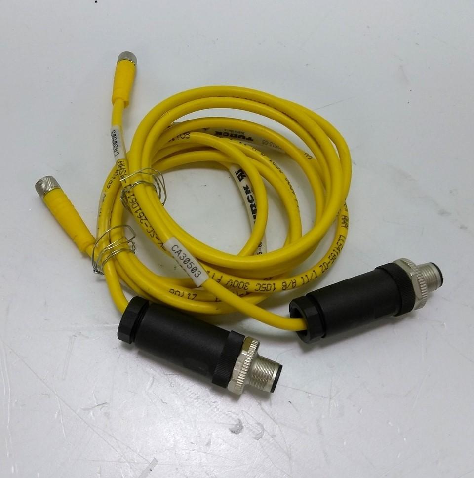 Used Lot of 2 Turck U2515-65 Cable, 4' long, 3 Conductor, M8 Female Connector
